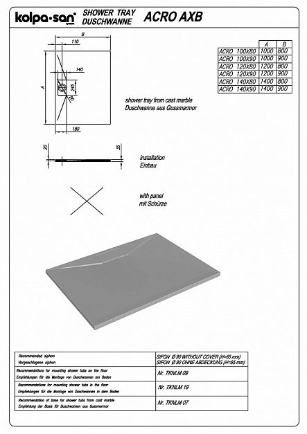 Душевой поддон Kolpa-San Acro 120x90 LM