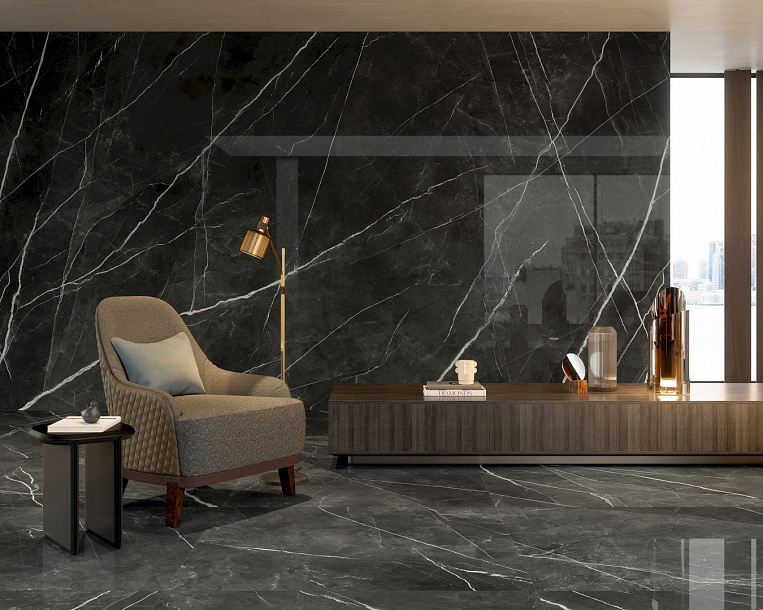 Плитка керамогранит Marvel Gala Calacatta Black 60x120 Lapp (1,44 кв.м.) под мрамор