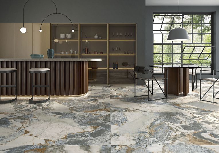 Плитка керамогранит Geotiles Margot Blue 120x120 Compacglass (1,44 кв.м.) под камень
