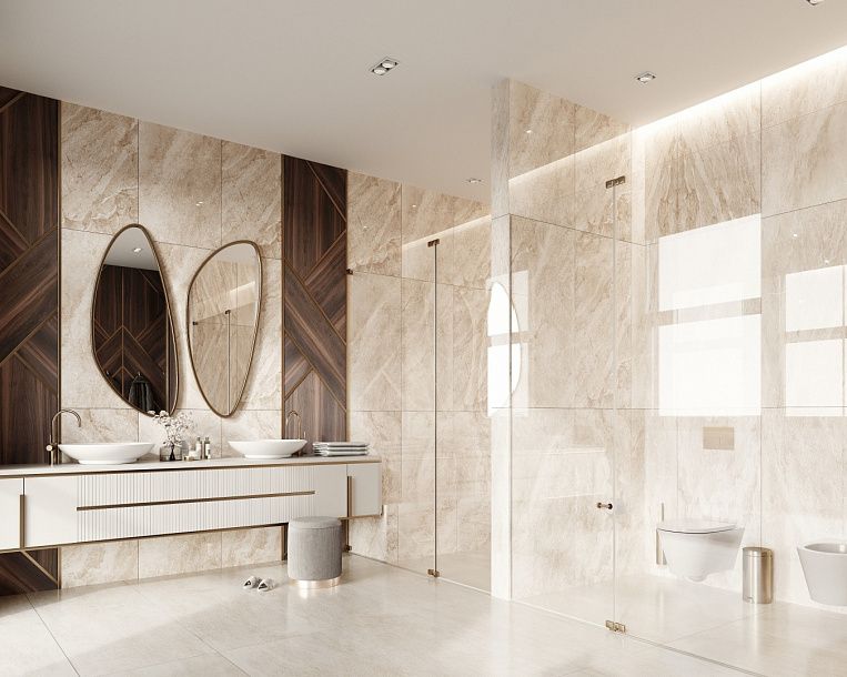 Плитка керамогранит Prime Ceramics Basalt Cream 600х600 ректификат матовый (1,44 кв.м.) под камень