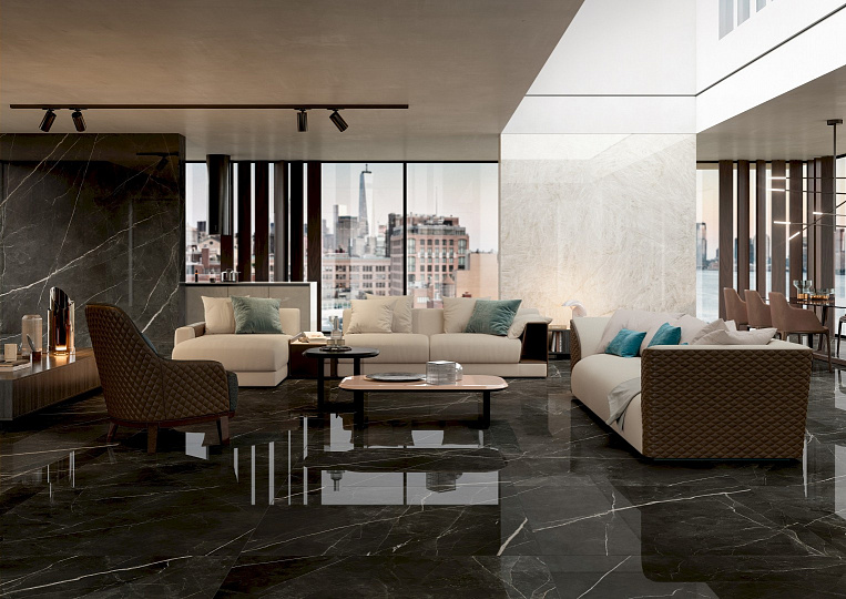 Плитка керамогранит Marvel Gala Calacatta Black 60x120 Lapp (1,44 кв.м.) под мрамор
